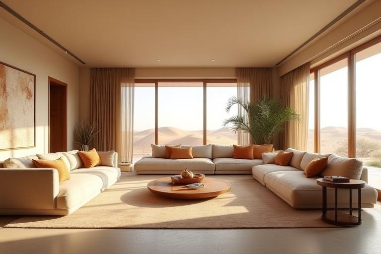 Elegant living room with Horizon Hues decor, styled by interior designer